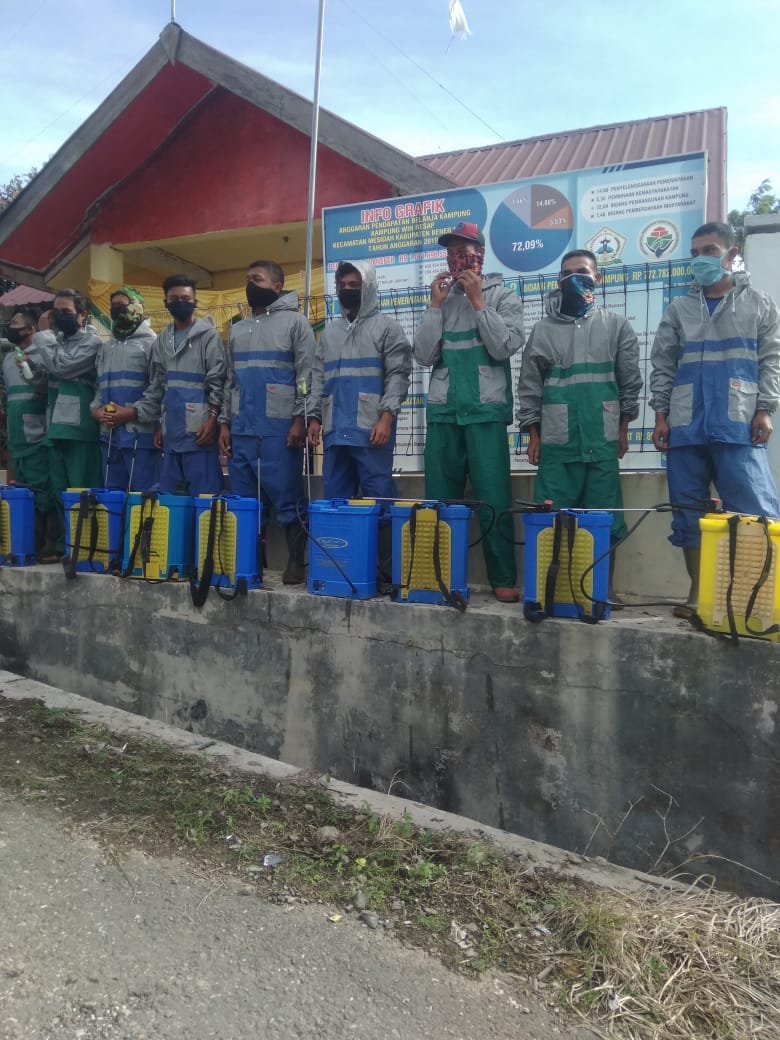 kerja sama pemuda kampung wih resap dalam rangka pecegahan covid 19 dan menerapkan protokol kesehatn